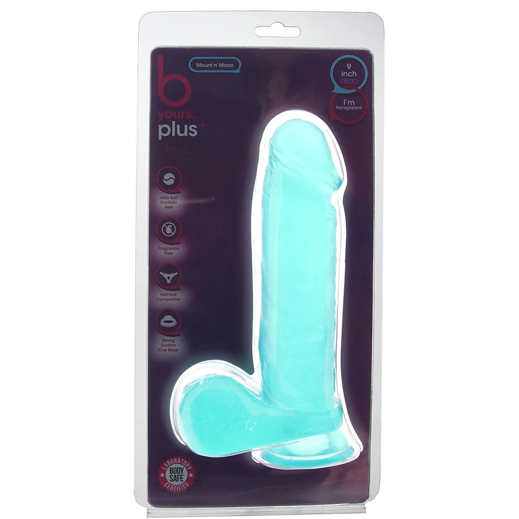 B Yours Plus Mount nā Moan 9 Inch Ballsy Dildo in Teal - Image 6