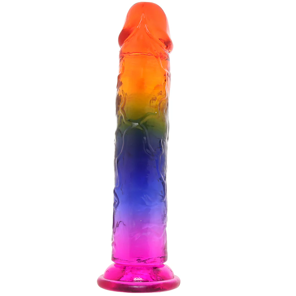 Crystal Jellies 7.5 Inch Classic Dildo in Rainbow - Image 3