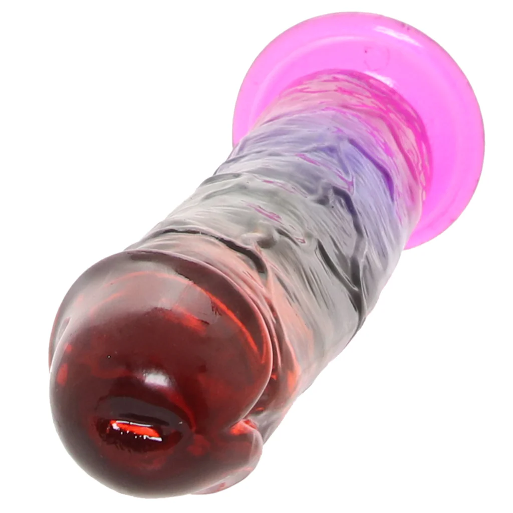 Crystal Jellies 7 Inch Classic Dildo in Rainbow - Image 6