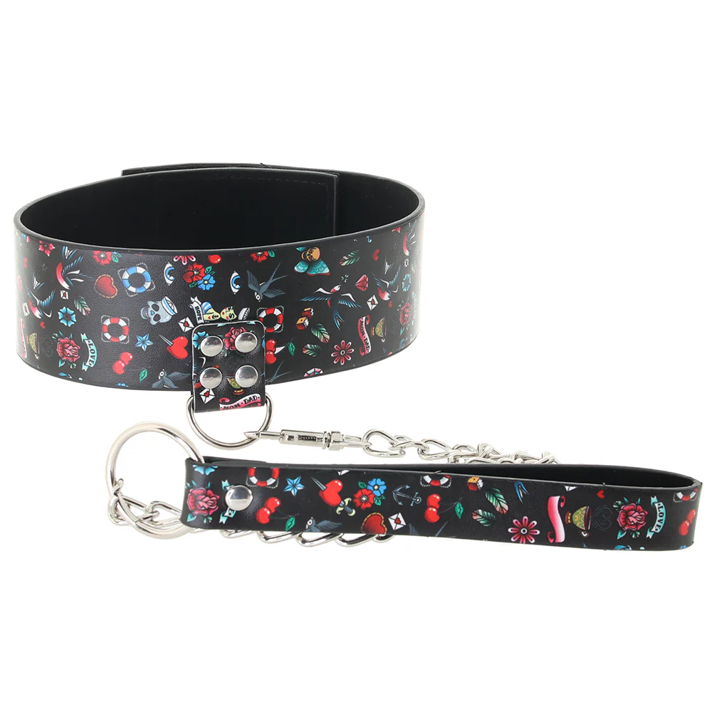 Ouch! Old School Tattoo Leash & Collar