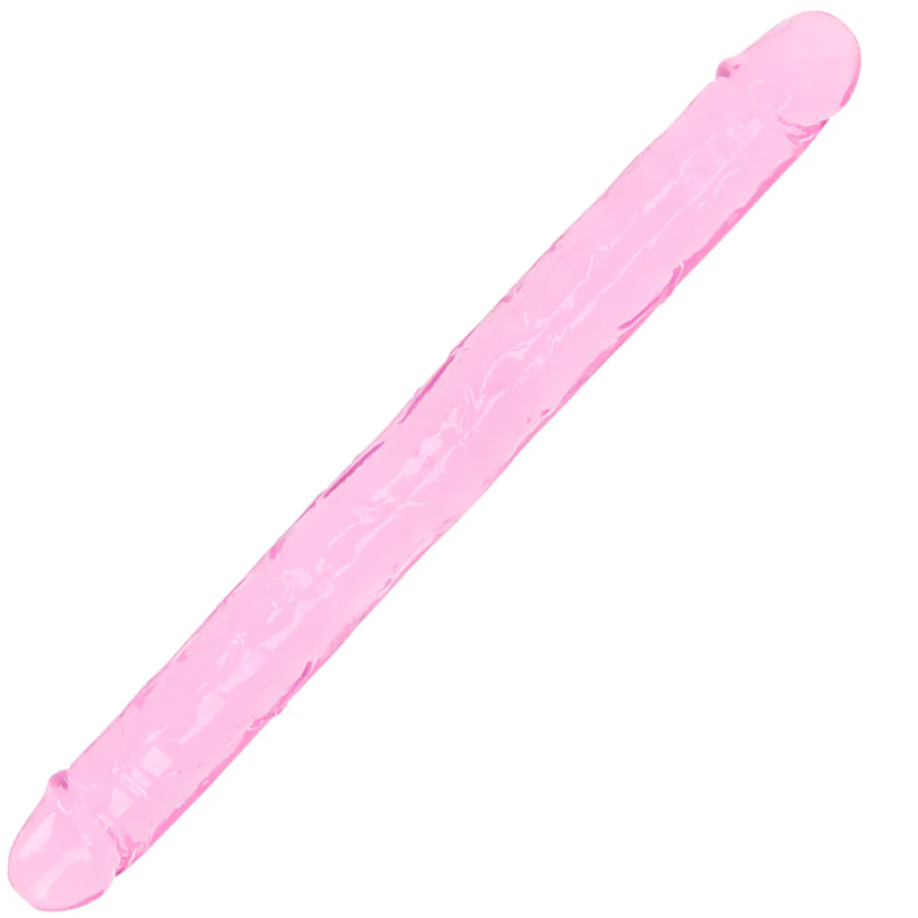 RealRock Crystal Clear Jelly 18 Inch Double Dildo in Pink - Image 6